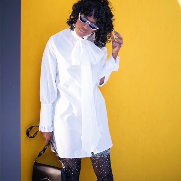 Pretty Little Thing White Long Sleeve Tie Maxi Dress Size UK10- 6 US - Picture 5 of 9